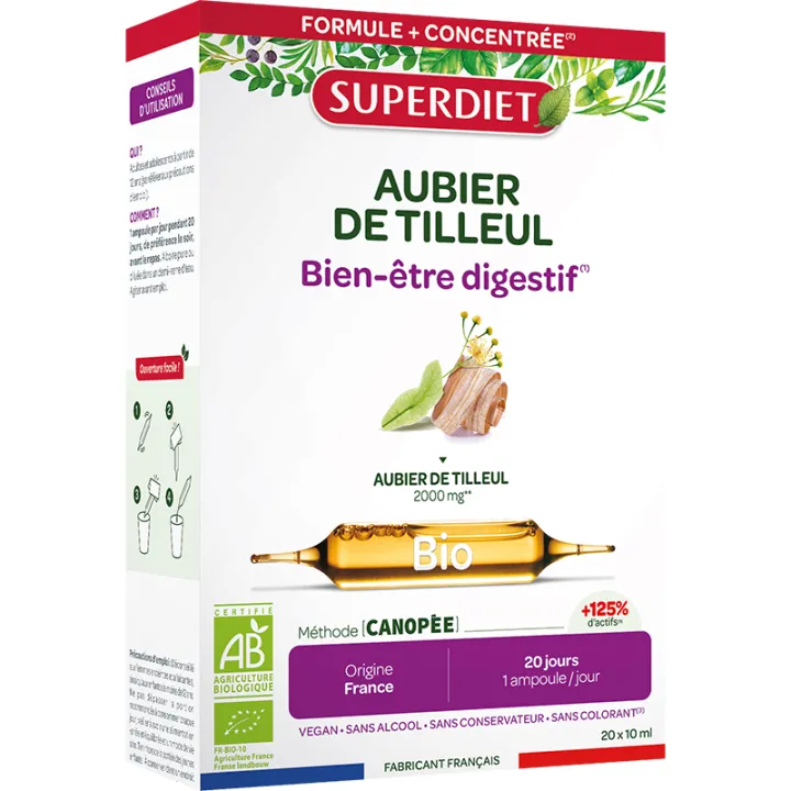 Superdiet Aubier de Tilleul Bien-Être Digestif Bio 20 ampoules