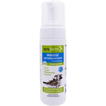 Vetoform Mousse Insectifuge Chien et Chat Sans Rinçage 150 ml