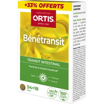 Ortis Bénétransit Transit Intestinal 54 + 18 Comprimés Offerts
