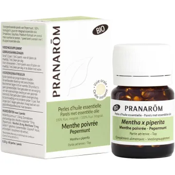 Pranarôm Perles d'huile essentielle bio Menthe poivrée 60 perles
