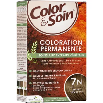 3 Chênes Color & Soin Coloration Permanente Cheveux Dorés 7N Blond Noisette - Kit