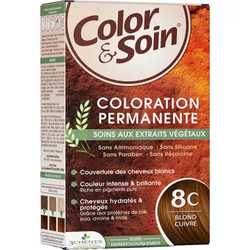 3 Chênes Color & Soin Coloration Permanente 8C Blond cuivre Rouges & Cuivrés