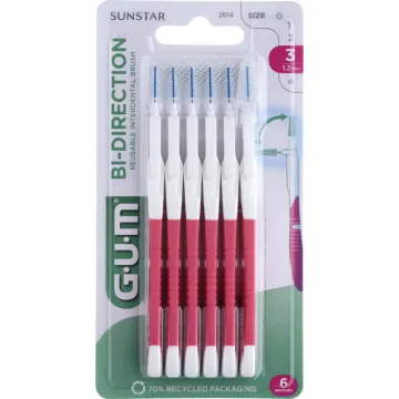 Sunstar GUM Bi-Direction Brossettes Interdentaires 1,2 mm x6