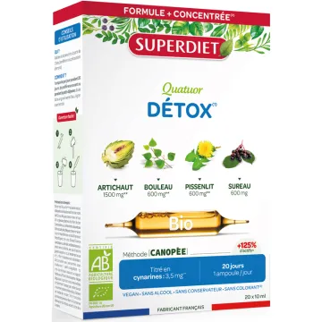 Superdiet Quatuor Détox Bio 20 ampoules