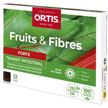 Ortis Fruits & Fibres Forte Transit Rapide 12 Cubes à Mâcher