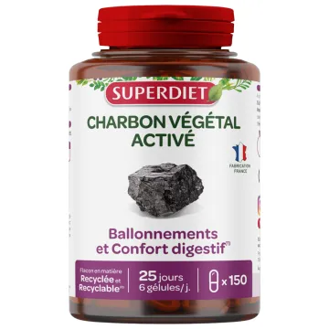 Superdiet Charbon Végétal 200 mg Gélules x 150
