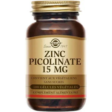 Solgar Zinc Picolinate 22 mg 100 comprimés