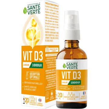 Vitamine D3 1000 UI spray 20 ml – Santé Verte