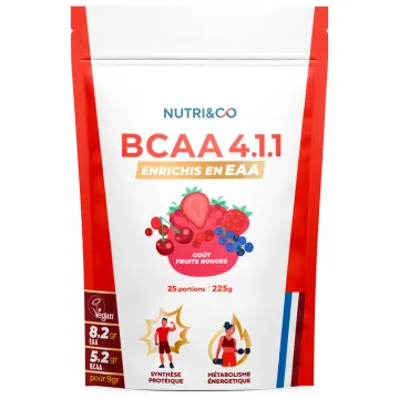 Nutri&Co BCAA 4.1.1 Enrichis en EAA Fruits Rouges 225 g