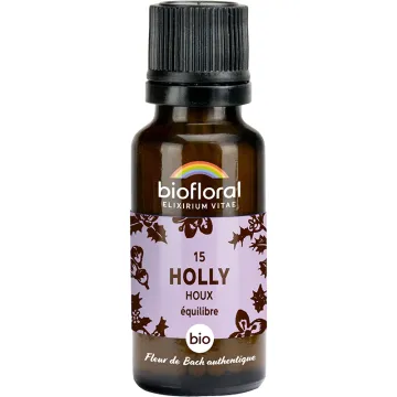 Fleur de Bach n°15 Holly bio en granules sans alcool 19,5 g – Biofloral