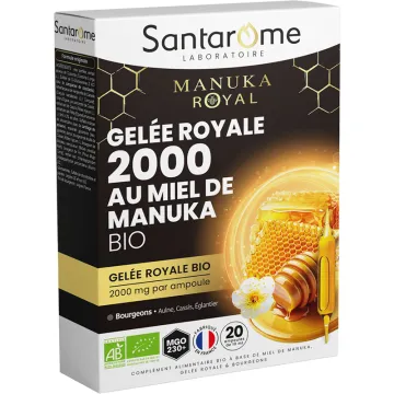 Santarome Gelée Royale 2000 mg au Miel de Manuka Bio – 20 ampoules de 10 ml