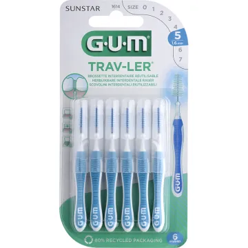 Sunstar GUM Trav-Ler Brossettes Interdentaires 1,6 mm x6