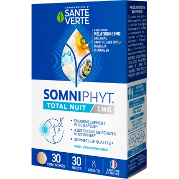 Somniphyt Total Nuit mélatonine 1 mg 30 comprimés – Santé Verte