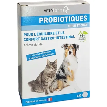 Vetoform Probio Probiotiques Chien et Chat 30 Comprimés