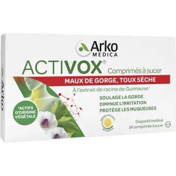Arkopharma Activox Maux de Gorge Toux Sèche 24 Comprimés