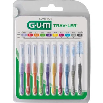 Sunstar GUM Trav-Ler Multipack Brossettes Interdentaires 10 Tailles x10