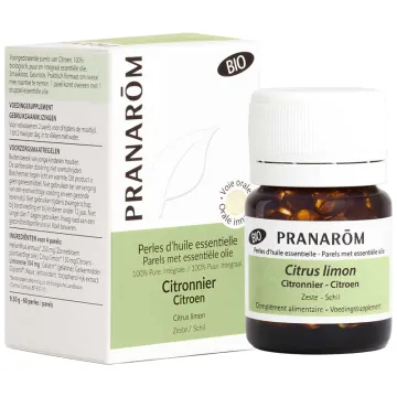 Pranarôm Perles d'huile essentielle bio Citronnier 60 perles