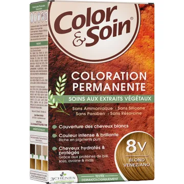 3 Chênes Color & Soin Coloration Permanente Cheveux Dorés 8V Blond Veneziano - Kit