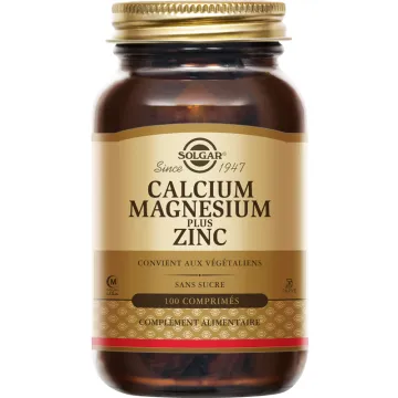 Solgar Calcium Magnésium plus Zinc 100 comprimés