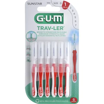 Sunstar GUM Trav-Ler Brossettes Interdentaires 0,8 mm x6