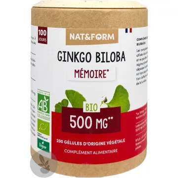 Ginkgo biloba Bio 200 gélules Nat & Form
