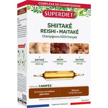 Superdiet Shiitaké Reishi Maïtaké Bio 20 ampoules