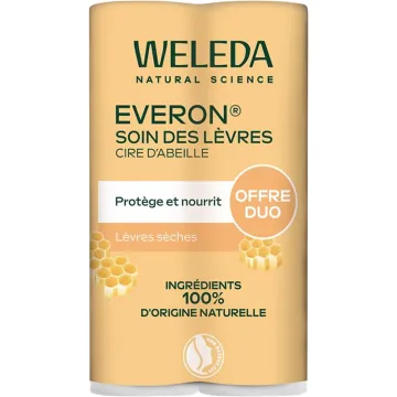 Weleda Everon Soin des Lèvres Bio Stick 4,8 g - Lot de 2
