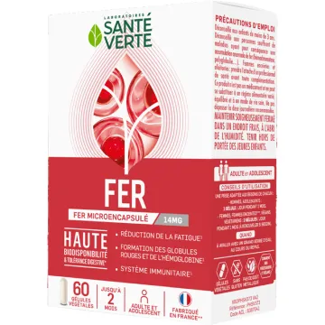 Fer microencapsulé 14 mg 60 gélules – Santé Verte