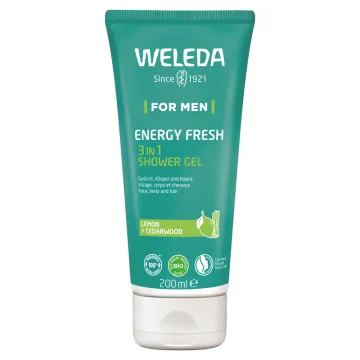 Weleda For Men Gel Douche 3-en-1 Energy Fresh Cèdre & Citron 200 ml