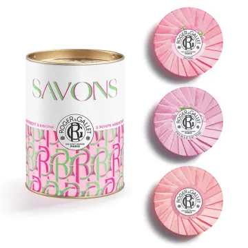 Roger&Gallet Pop Art Boîte 3 Savons Bienfaisants 3x100 g Rose, Feuille de Thé, Rose Thé