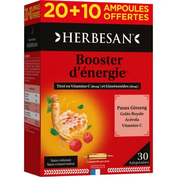 Herbesan Ginseng Gelée Royale Vitamine C Acérola – 30 ampoules