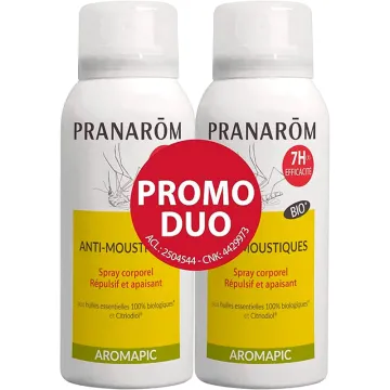 Pranarôm Aromapic Spray Corps Anti-Moustique Bio Lot 2 x 75 ml