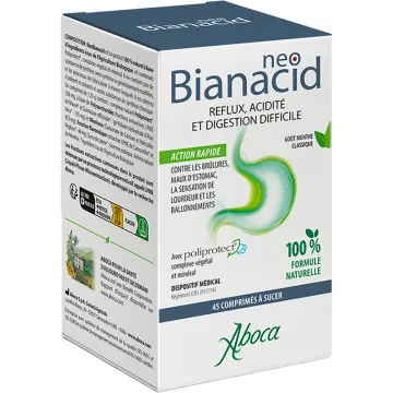 Aboca NeoBianacid Acidité & Reflux Menthe Comprimés - Boîte de 45