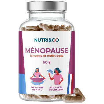 Nutri&Co Ménopause Fenugrec, Trèfle Rouge et Actée à Grappes - 60 gélules