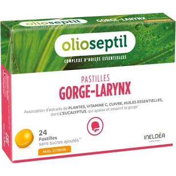 Olioseptil Pastilles Gorge-Larynx Miel-Citron - 24 pastilles