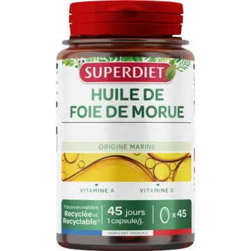 Superdiet Huile de Foie de Morue Bio 45 capsules