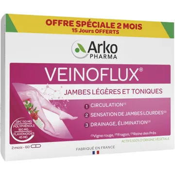 Arkopharma Veinoflux Jambes Légères et Toniques 60 gélules