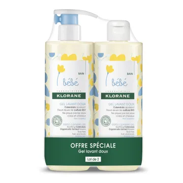 KLORANE Bébé gel douceur moussant corps et cheveux 2 x 500ML
