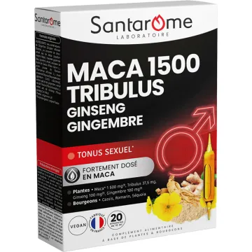 Santarome Maca 1500 Tribulus Ginseng Gingembre – 20 ampoules de 10 ml