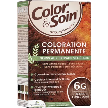 3 Chênes Color & Soin Coloration Permanente Cheveux Dorés 6G Blond Foncé Doré - Kit