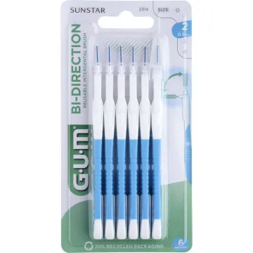 Sunstar GUM Bi-Direction Brossettes Interdentaires 0,9 mm x6