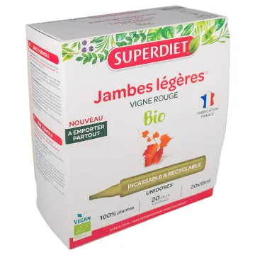 Superdiet Vigne Rouge Bio Jambes Légère 20 Unidoses