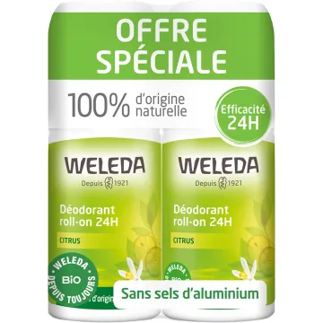 Weleda Déodorant Roll-On 24h Citrus Bio 50 ml - Lot de 2