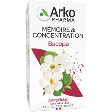 Arkopharma Arkogélules Bacopa Mémoire et Concentration 45 gélules