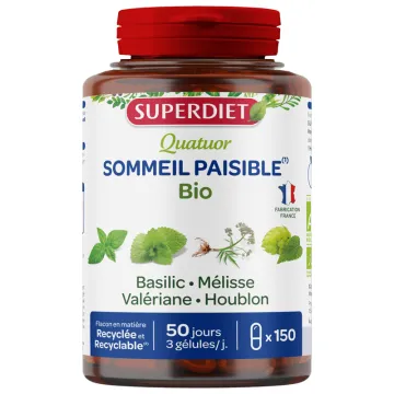 Superdiet Quatuor Mélisse Sommeil Paisible Bio Gélules x 150