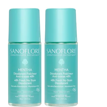 Sanoflore Déodorant Roll-On 48h Mentha Bio Lot de 2 x 50 ml