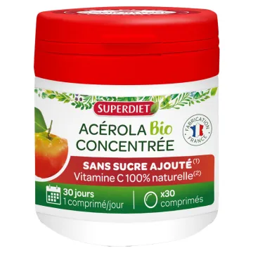 Superdiet Acérola Concentrée Bio 30 Comprimés