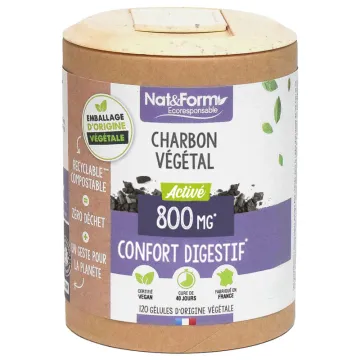 Nat & Form Charbon Végétal Activé 120 Gélules
