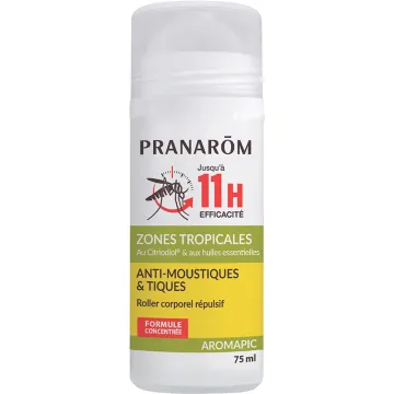Pranarôm Aromapic Roller Anti-Moustiques & Tiques Zones Tropicales 75 ml