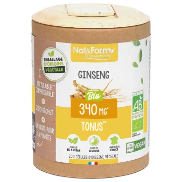 Nat & Form Ginseng Bio 200 Gélules Végétales